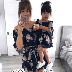 Robe Mère Fille Bleu Marine