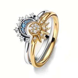 Bague Lune et Soleil Or Argent