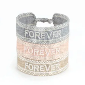 Bracelet Amitié Tissu & Lettre Brodée