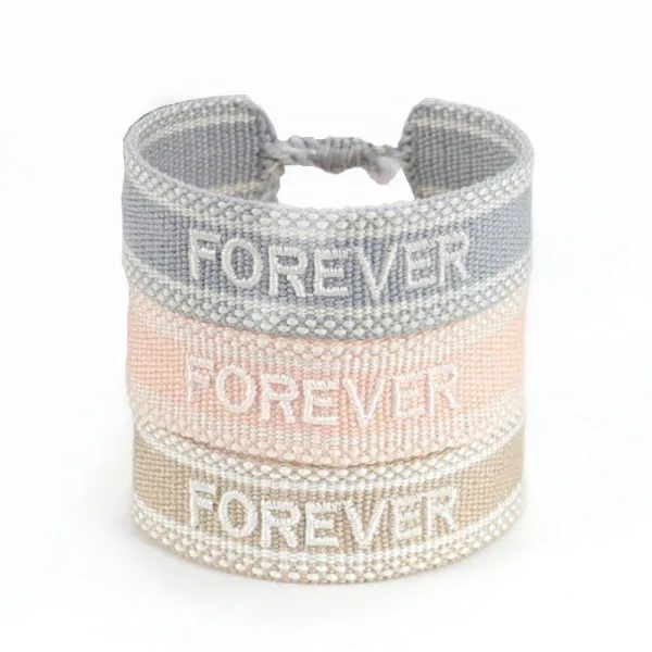 Bracelet Amitié Tissu & Lettre Brodée