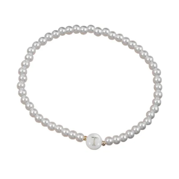 Bracelet Perle Blanche Lettre