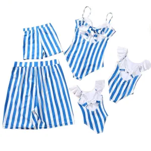 Maillot de Bain Rayé Bleu et Blanc (1 pièce)