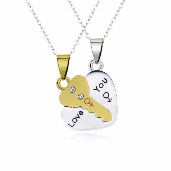 Pendentif Clé Cadenas Couple